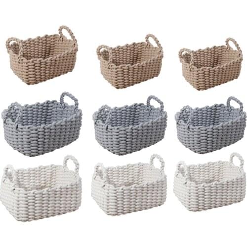 Storage Basket Multifunctional Sundry Holder Cotton Rope for Drawer Closet Shelf Dresser Snacks Home Organizer