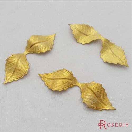 Wholesale 43*14mm No Plated Natural Color Leaves Brass Charms Pendants Diy Jewelry Findings Accessories 20 pieces(JM7142)