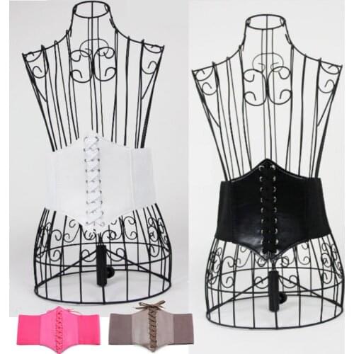 Hot Women Front Tie Up Waist Belt Ultra Plus Wide Belt Faux Leather Elastic Corset Belt All Match Dress Girl Clothes Decoration
