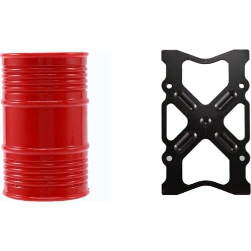 1 Pcs 1:10 Rc Crawler Accessories Oil Drum & 1 Set Aluminum Bumper Mounting Plate