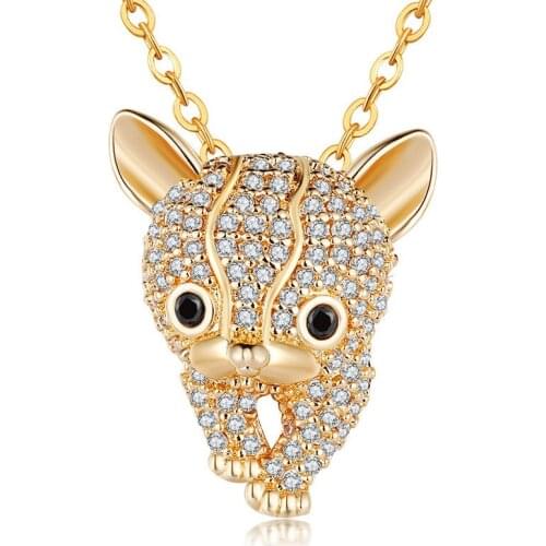 ZSLBS Fashion Crystal Pendant Necklace For Women Gold Silver Copper Zircon Charm Cute Leopard Necklaces Jewelry Collane Donna