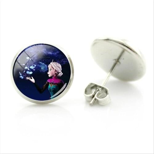 Disney Beautiful Princess Aisha Earrings Fashion Exquisite Earrings Party Daily Jewelry Glass Cabochon Earrings For Friends