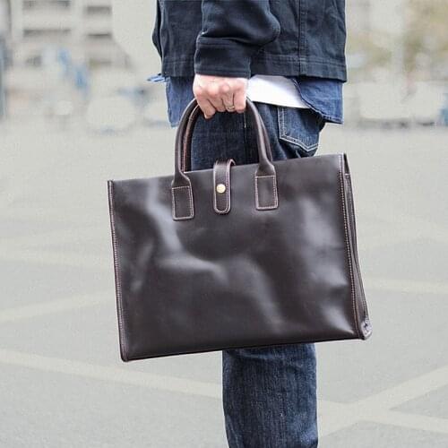 Luxury high-quality real leather mens business computer bag a4 document bag daily business trip one-shoulder portable briefcase