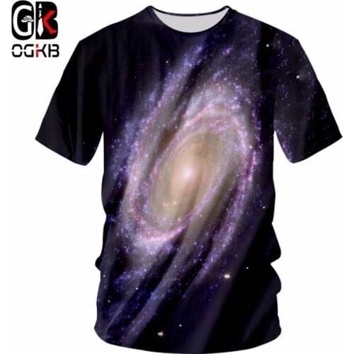 OGKB New Fashion Men Summer Nebula Star Printed Tshirt Man Short Sleeve 3D T Shirt Casual Breathable T-shirt Plus Size Tee Shirt