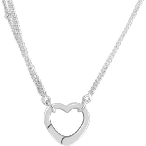 Open Heart Pendant Necklaces for Women Girls Choker Love Statement Necklaces Fine 925 Sterling Silver Women Necklaces Jewelry