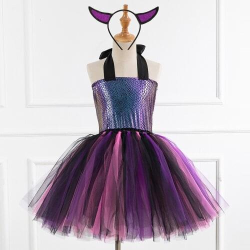 Girls Halloween Dress Up Kids Cosplay Costume Belle Princess Tutu Dresses Outfit Evil Queen Clothes Children Christmas Ball Gown