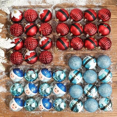 Christmas Tree Ball Bauble Hanging Ornament Decorations Home Party Holiday Glitter Xmas Tree Pendant Balls 12Pcs/set New