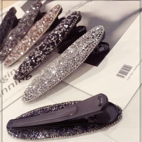 Luxury Oval Bling Full Crystal Rhinestones Girls Hairclip Duckbill Clip Hairpins Women Fashion Hair Jewelry Accessories YHA004