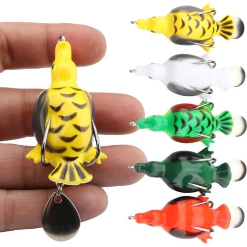 Spinpoler 3D Duck Lure 65mm/13g Soft Plastic Topwater Duck Fishing Baits With Sequins Fishing Tackle Frog Lure Hook