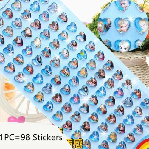 Disney Princess Frozen Sofia Mermaid Gemstone stickers For Kids Cartoon 3D Stickers girls Cute Anime Stickers
