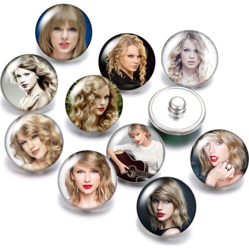 Super heroes Monroe Stars 18mm snap buttons 10pcs mixed round photo glass cabochon style for snap button jewelry