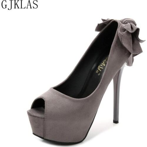 Platform Shoes Women Peep Toe Stiletto Heels Sexy Ladies Shoes and Sandals Elegant Dress Pumps Women Shoes with Bow High Heels