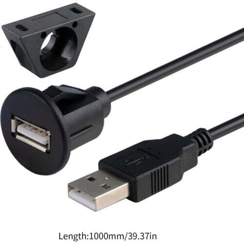 1 m / 2 m car dashboard installation USB 2.0 male to female socket panel extension cable single port USB2.0 female cable