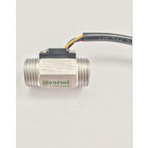 USS-HS21TIT Stainless Steel 304 Hall Effect Water Flow Sensor 1-30L/M BSP G1/2" Turbine Flowmeter with NTC50K Temperautre Sensor