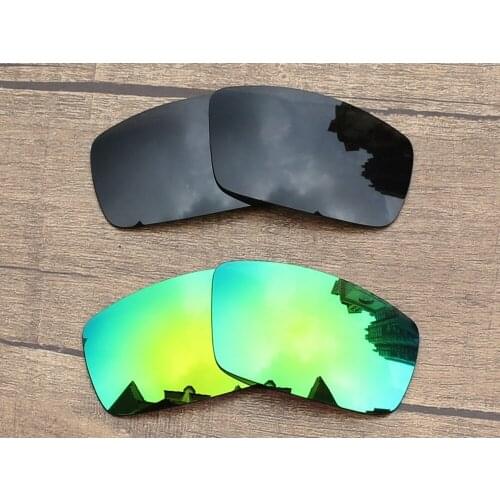 Vonxyz 2 Pairs Stealth Black & Jade Mirror Polarized Replacement Lenses for-Oakley Canteen 2006 Frame