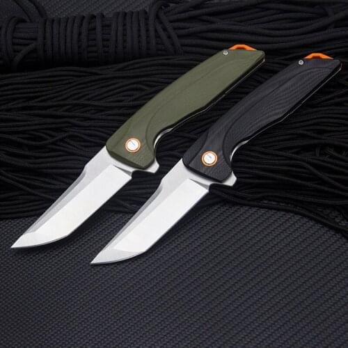 High quality EDC tactical folding knife G10 + steel handle outdoor multi-function self-defense climbing knife