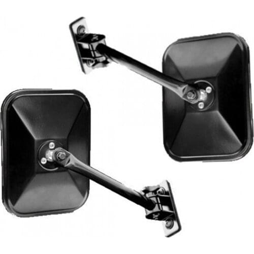 One Pair Door Off Side View Mirror Rectangular Mirrors fit for Jeep Wrangler 1997-2018 TJ JK JKU Textured Black