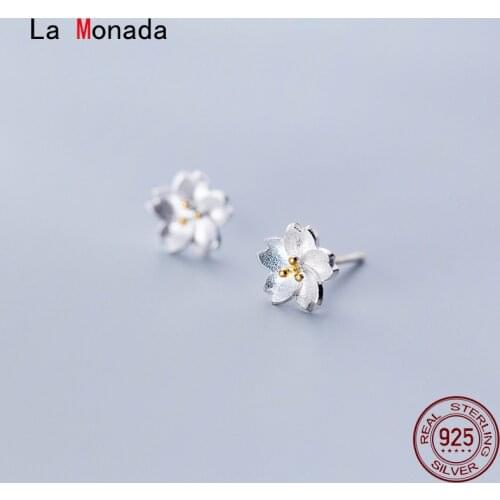 La Monada Trendy Flower Korean Minimalist Stud Women Earrings Silver 925 Fine In Jewelry Silver 925 Stud Earrings For Women