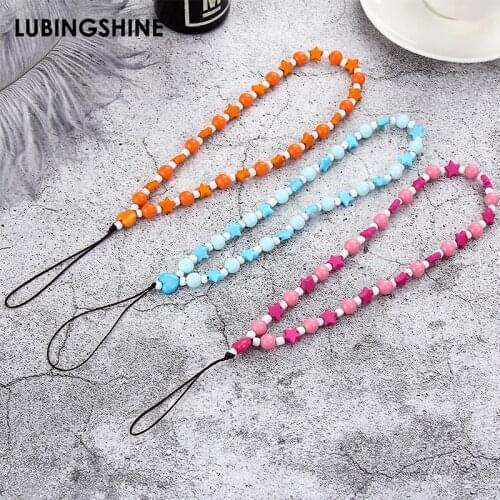 Fashion Colorful Acrylic Sunflower Beads Mobile Phone Chain Anti-lost Chains Lanyard for Girls Women Halter Neck Key Chain Gifts