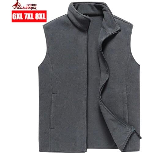 Plus size 6XL 7XL 8XL Vest Sleeveless Jacket Mens Autumn Vest Men shell Soft Warm Waistcoat Fleece fishing Jackets Male clothing