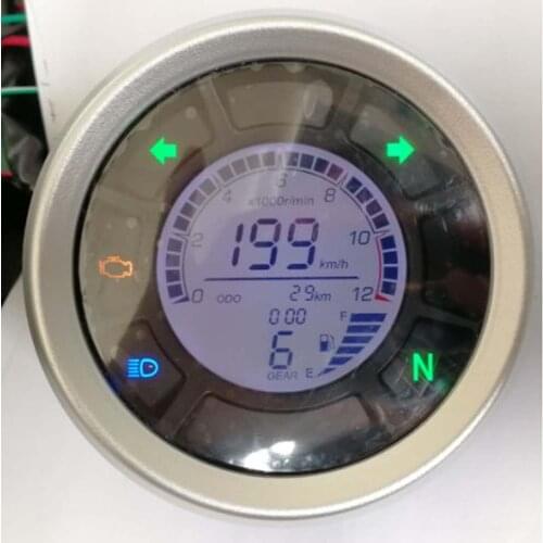 12000rpm Universal Motorcycle LCD Digital Speedometer Tachometer Odometer Gauge 199KMH standard LCD multicolor Speedometer