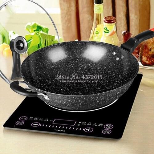 30CM Pan Maifan Stone Wok Non-stick Pan No-smoke Induction Cooker Gas Stove Stir-fry Iron Pot Cooking Pot Kitchen Pots