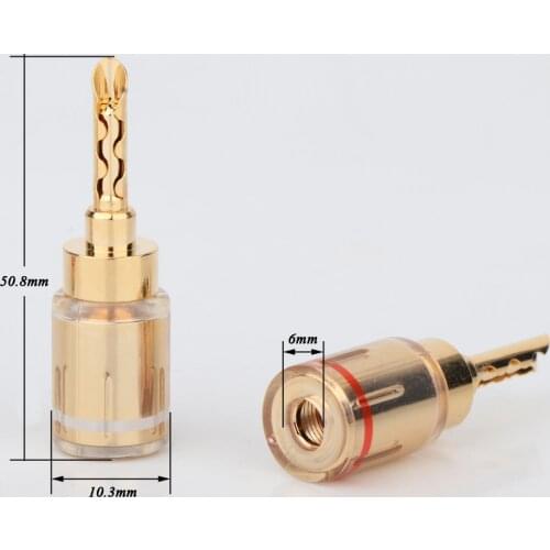 4Pcs Hifi Audio Gold Plated Brass BFA Banana Connector Banana Plug Adapter Speaker Wire Connectors