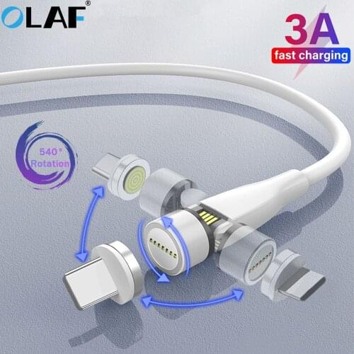 540 Degree Rotation Magnetic Cable Micro USB Type C Fast Charging Magnet Charger For iPhone 11 Pro Xr 6 7 8 Plus Samsung Xiaomi