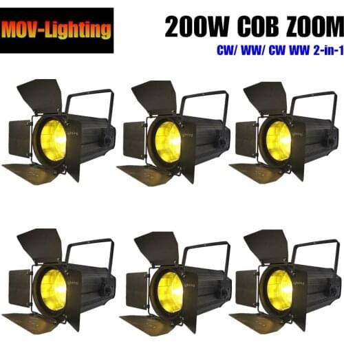 6pcs/lot 200W White Color COB LEDS Zoom Profile Spot Light Studio Move Theater Disco Light DMX 512 Stage Lights Zoom