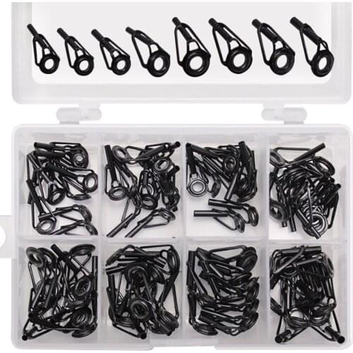 80pcs/box Ceramic high carbon steel Fishing Rod Guide Tip Top Ring Circle Pole Guides Repair Kit Set 1.8mm 2.0mm 2.2mm 2.6mm S3
