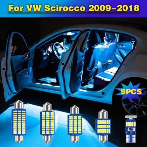 9PCS Auto LED Bulb Car Interior Dome Reading Light Trunk Lamp For VW Scirocco 2009 2010 2011 2012 2013 2014 2015 2016 2017 2018