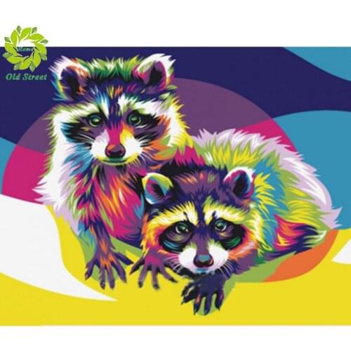Diamond Painting Cross Stitch Animal Diamond Embroidery Raccoon Full Mosaic Crafts Rhinestones Home Decoration