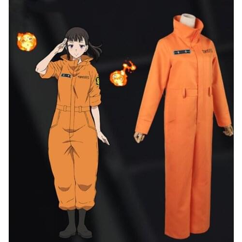 Anime Fire Force Cosplay Costume Shinra Kusakabe Jumpsuit Maki Oze Yellow Uniform Enen No Shouboutai Women Men Cosplay Suit