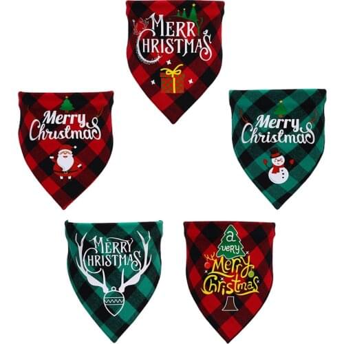 Dog Bandana Christmas Classic Plaid Pet Scarf Triangle Bib Kerchief Pet Bandana for Small Medium Large Dogs Cats Pet Accessories