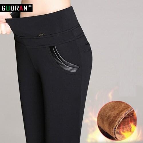 Large size 4XL 2016 Winter Women Pants Warm Plus Thick Velvet Pants fleece Slim High Waist Stretch Pencil Pants Female Trousers