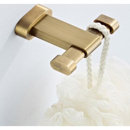 Bronze Bathroom Robe Hook Brass Antique Bath Double Coat Towel Rack Hooks for Hanging Key Purses Holder Wall Hooks Decorative