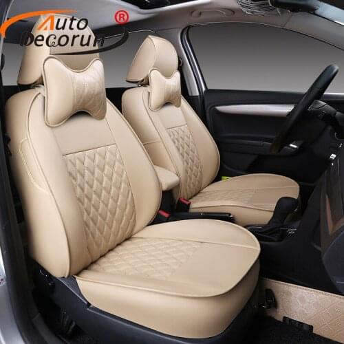 AutoDecorun Covers Seat for Hyundai Grand SantaFe Car Seat Covers PU Leather Auto Accessories Seat Cushion Supports Protectors