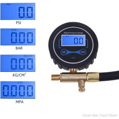 Digital Tire Pressure Gauge Manometer Car Truck Motorcycle Tyre Air Compressor Inflating Tube Hose 200PSI with Deflation M09 21