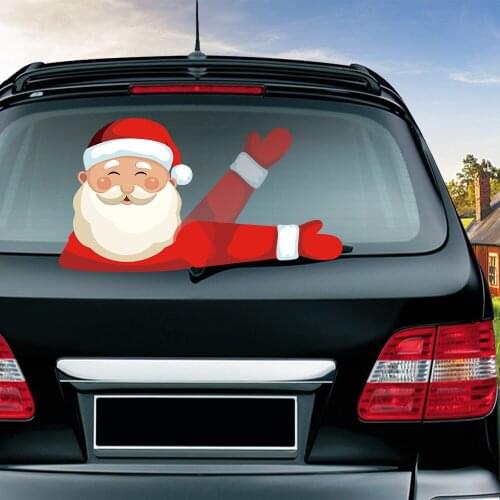 Santa Claus Waving Wiper Decals PVC Car Styling Rear Window Wiper Stickers Rear Windshield Stickers Car Stickers And Decals