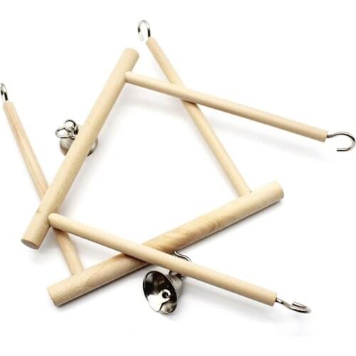 Primary Color Wooden Birdcage Perching Parrot Toy Bracket Natural Wooden Swing Pet Supplies Birdcage Accessories