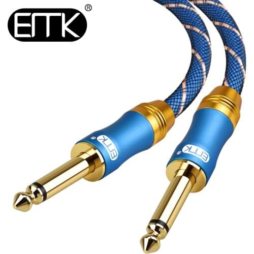 EMK Mono 6.35mm 1/4'' Audio Cable 6.3 Aux Cable Nylon Braided Jack Male to Male Cord Guitar Cable 1m 5m 8m for Mixer Amplifier