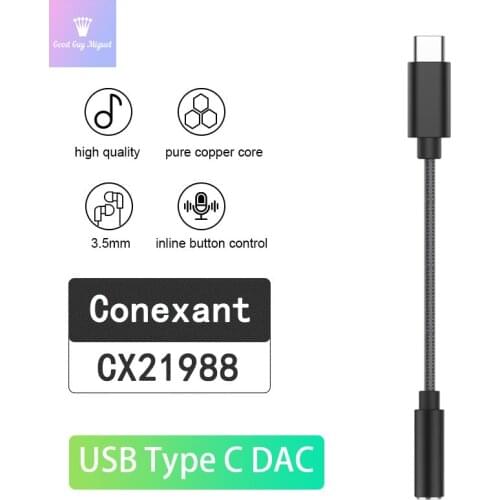 Hi-Res USB Type C to 3.5mm Audio Adapter Build in Digital Analog DAC Chipset for OnePlus 8 Pro Mate 40 Pro Nova 7 Surface Pro 7