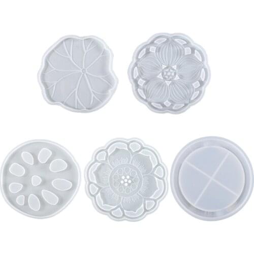 K3ND DIY Crafts Lotus Coaster Epoxy Resin Mold Tray Cup Mat Casting Silicone Mould