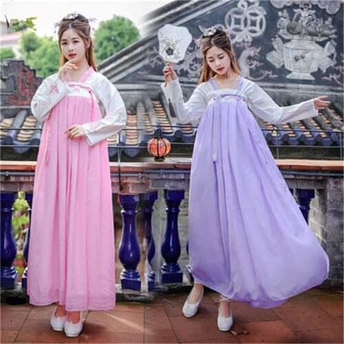 Woman Hanfu Chinese Traditional Style Ancient Costume Folk Dance Clothing Elegant Fairy Princess Stage Performance Outfit