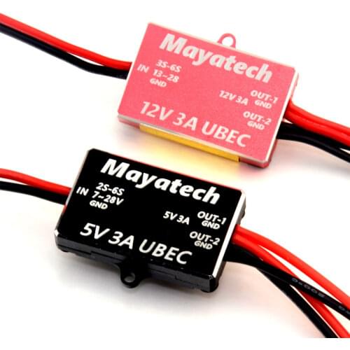 Mayatech 5V 12V Step Down Power Supply Voltage Regulation 7-28V to 5V/13-28V to 12V Buck Module UBEC-3A 6s For FPV UAV RC Model
