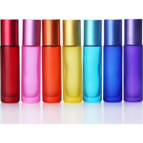 Blue/Green/Pink/Black/Amber Mini 10ml ROLL ON GLASS BOTTLE For Fragrances ESSENTIAL OILS Stainless Steel Roller Ball