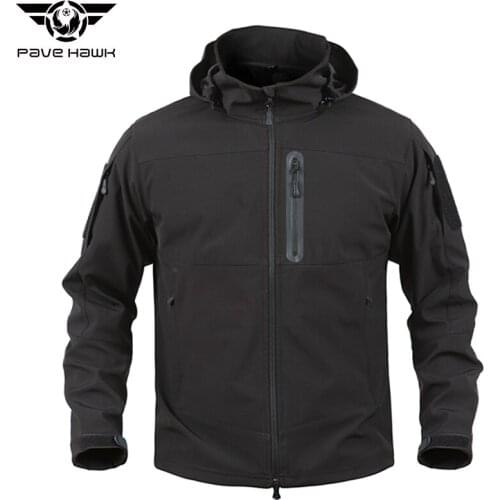 Men Soft Shell Waterproof Breathable Tactical Jackets Zipper Pocket Hat Detachable Military Trench Coats for Outdoor Activities