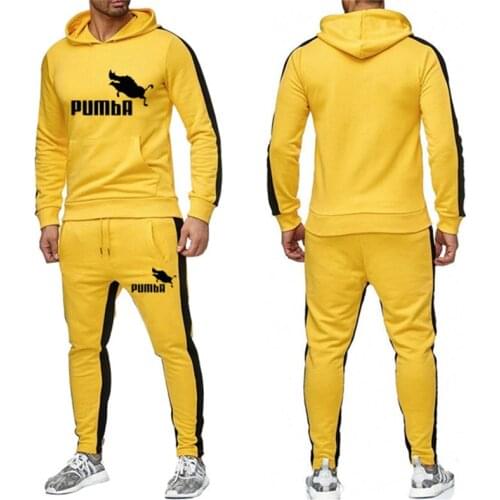 2020 New Men Hoodies Pants 2Pcs Sets Sweatshirt Sweatpants Male Gyms Fitness Tracksuits Tops Trousers Joggers Sportswear S-4XL