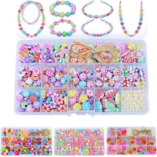 15 Grid DIY Handmade Beaded Toy Children Beaded Accessory Set Handmade Braided Bracelet Necklace Creative Jewelry Girl Toy Gift