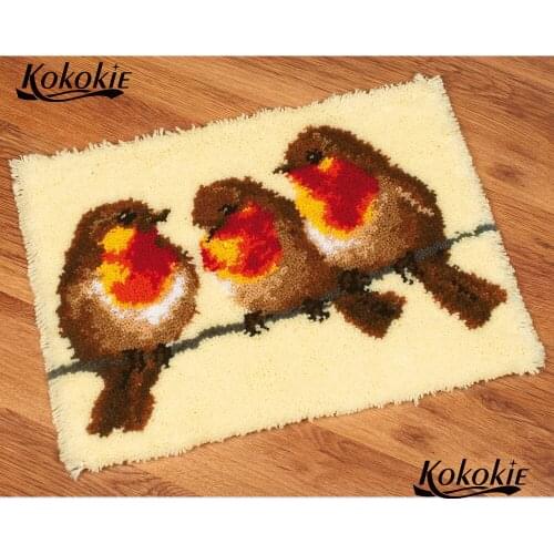 Three birds latch hook kit rug canvas printing vloerklee latch hook crochet tapis 3d carpet embroidery accessories tapestry kit